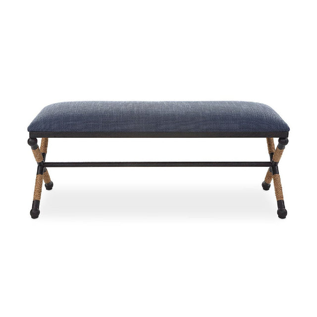 Modern European furniture - Blue Cotton Blend Bench - www.oroa.com