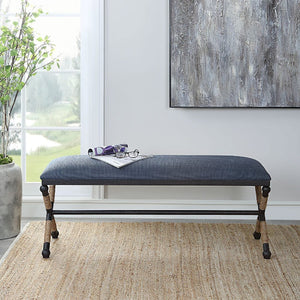   Modern European furniture - Blue Cotton Blend Bench - www.oroa.com | Oroa.com