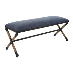   Modern European furniture - Blue Cotton Blend Bench - www.oroa.com | Oroa.com