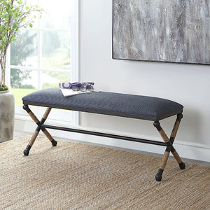   Modern European furniture - Blue Cotton Blend Bench - www.oroa.com | Oroa.com