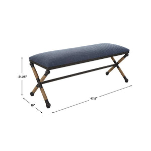   Modern European furniture - Blue Cotton Blend Bench - www.oroa.com | Oroa.com