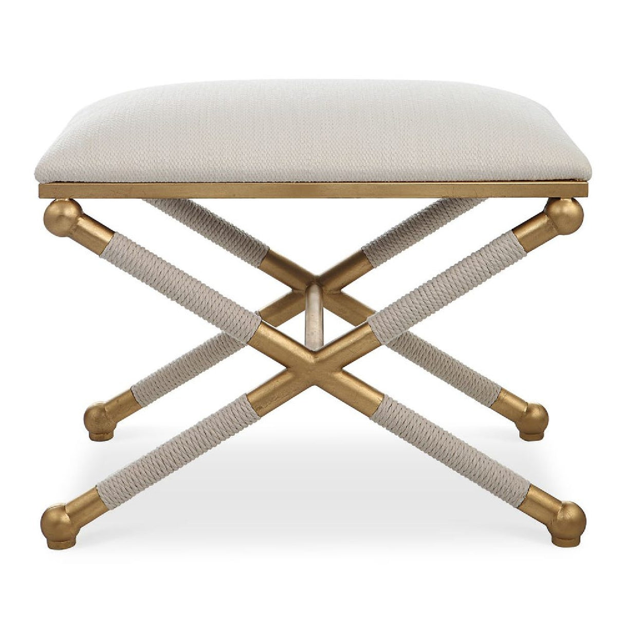   Modern European furniture - Gold Framed White Bench S - www.oroa.com | Oroa.com