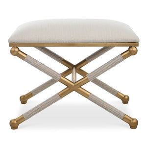   Modern European furniture - Gold Framed White Bench S - www.oroa.com | Oroa.com
