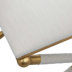   Modern European furniture - Gold Framed White Bench S - www.oroa.com | Oroa.com