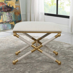   Modern European furniture - Gold Framed White Bench S - www.oroa.com | Oroa.com