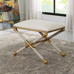   Modern European furniture - Gold Framed White Bench S - www.oroa.com | Oroa.com
