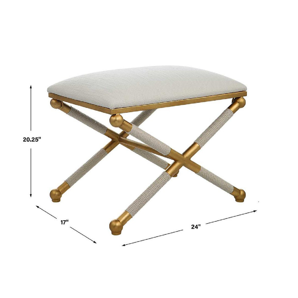   Modern European furniture - Gold Framed White Bench S - www.oroa.com | Oroa.com