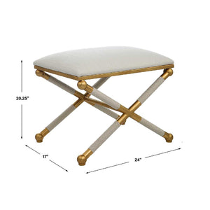   Modern European furniture - Gold Framed White Bench S - www.oroa.com | Oroa.com