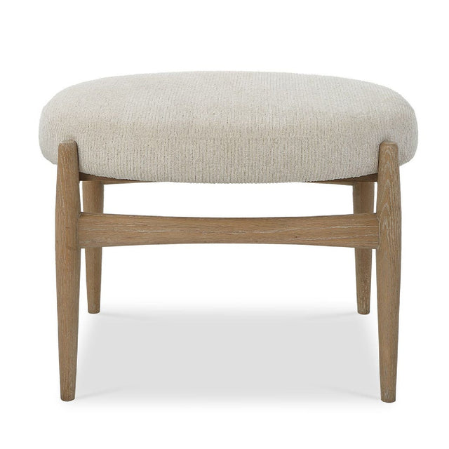  Modern European furniture - Oak Base White Fabric Bench S - www.oroa.com