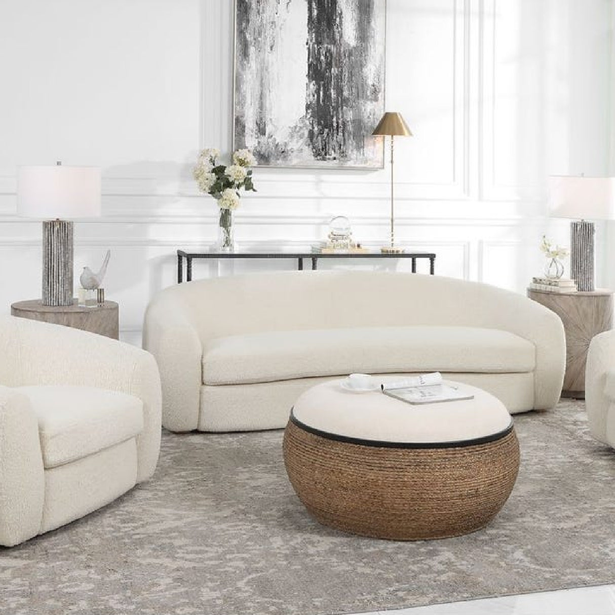   Modern European furniture - White Shearling Curved Sofa - www.oroa.com | Oroa.com