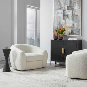   White Shearling Curved Swivel Chair | Oroa.com