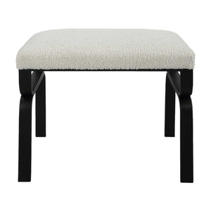   Iron Base White Shearling Bench S | Oroa.com