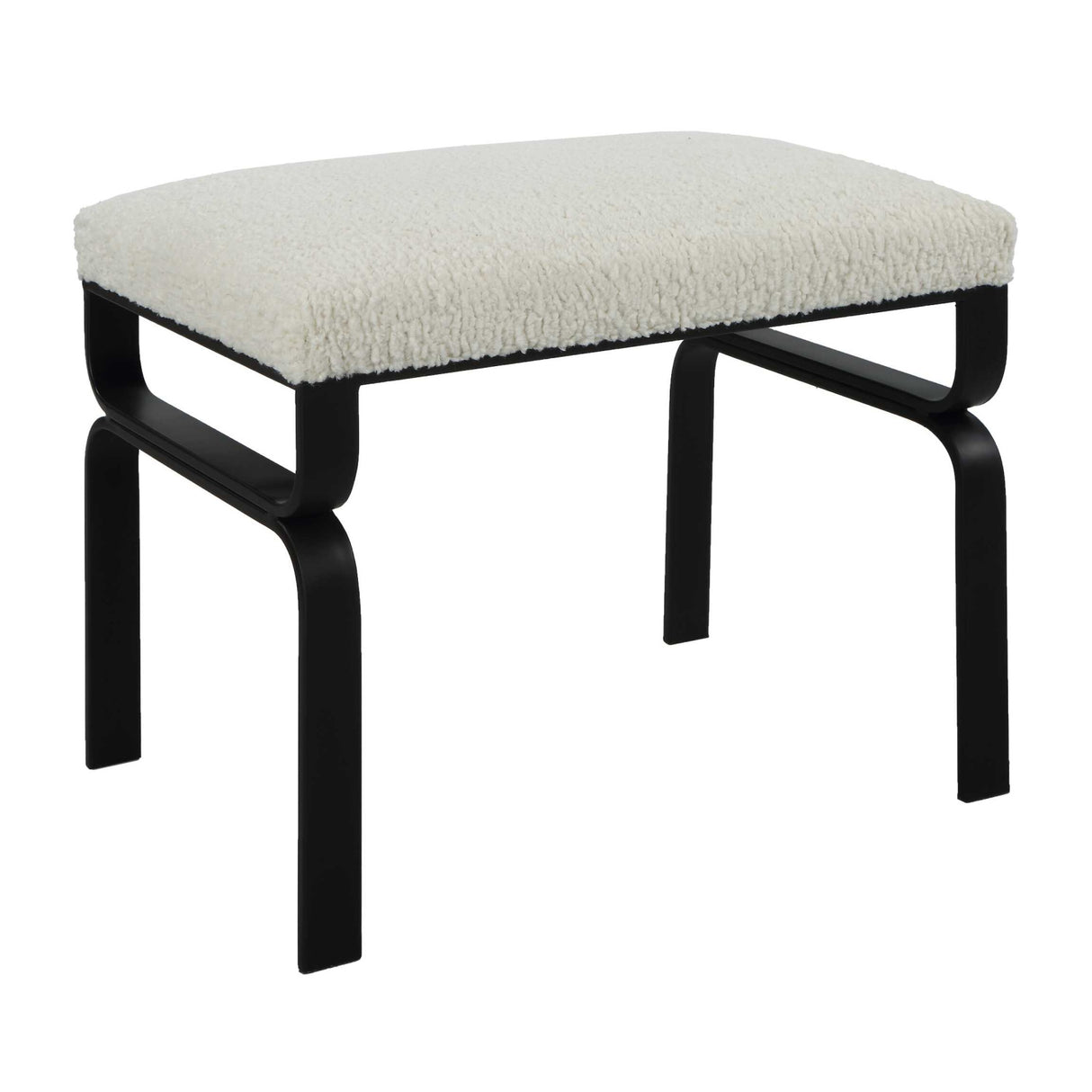   Iron Base White Shearling Bench S | Oroa.com