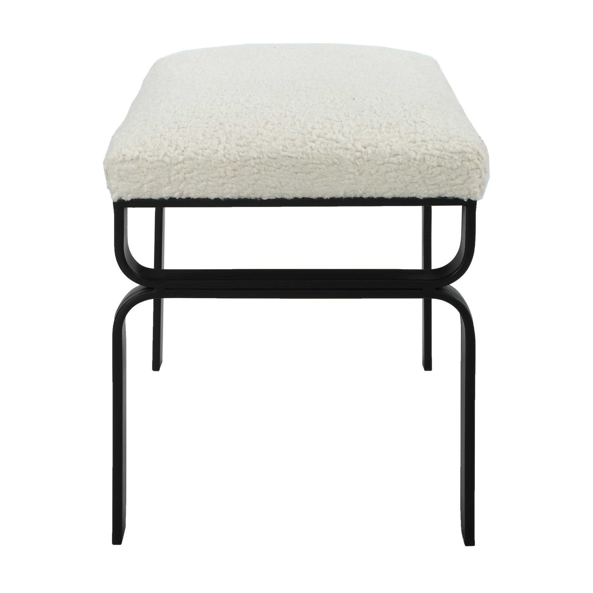   Iron Base White Shearling Bench S | Oroa.com