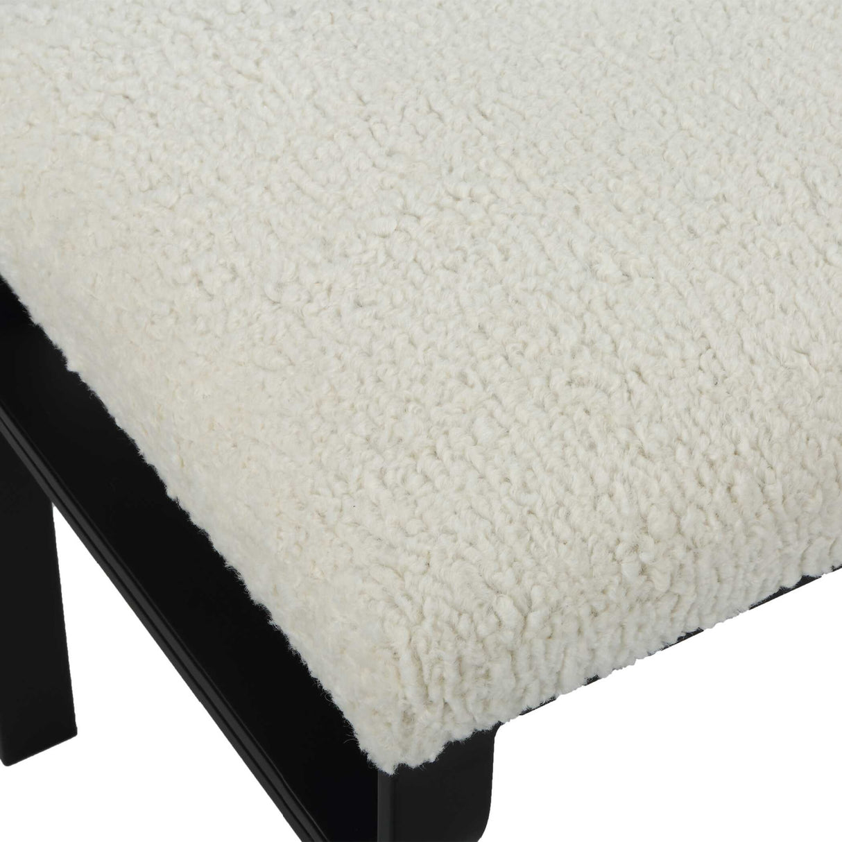  Iron Base White Shearling Bench S | Oroa.com
