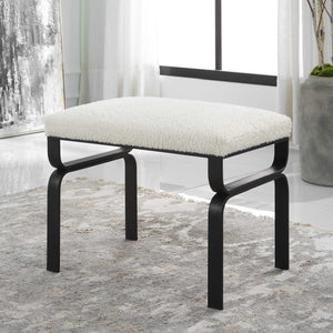   Iron Base White Shearling Bench S | Oroa.com