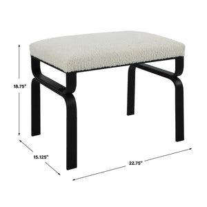   Iron Base White Shearling Bench S | Oroa.com