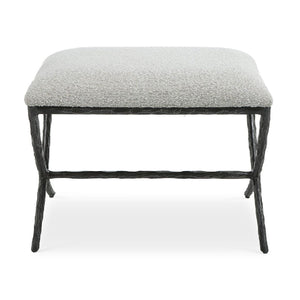   Modern European furniture - Iron Base White Boucle Bench S - www.oroa.com | Oroa.com