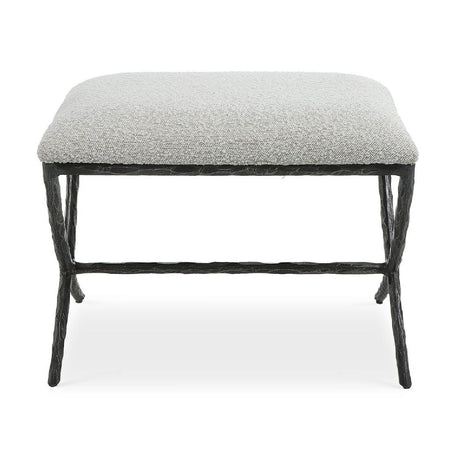   Modern European furniture - Iron Base White Boucle Bench S - www.oroa.com | Oroa.com