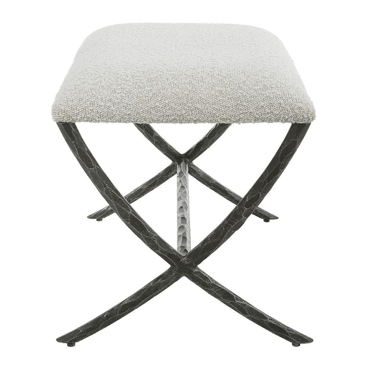   Modern European furniture - Iron Base White Boucle Bench S - www.oroa.com | Oroa.com