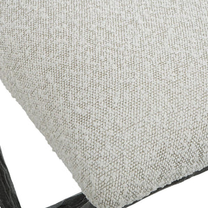   Modern European furniture - Iron Base White Boucle Bench S - www.oroa.com | Oroa.com