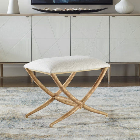  Modern European furniture - Rattan Wrapped Cross-Base Bench S - www.oroa.com | Oroa.com