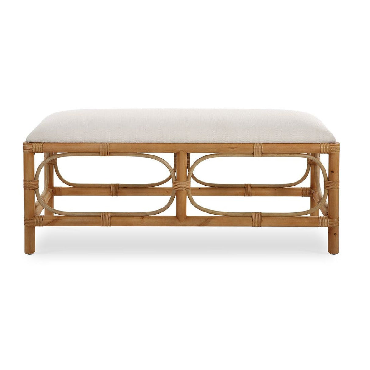   Modern European furniture - Rattan Base White Fabric Bench - www.oroa.com | Oroa.com
