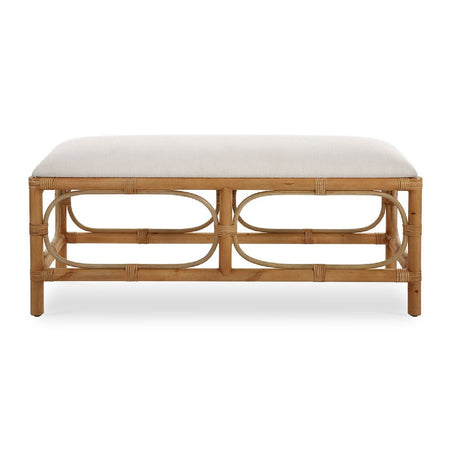  Modern European furniture - Rattan Base White Fabric Bench - www.oroa.com | Oroa.com
