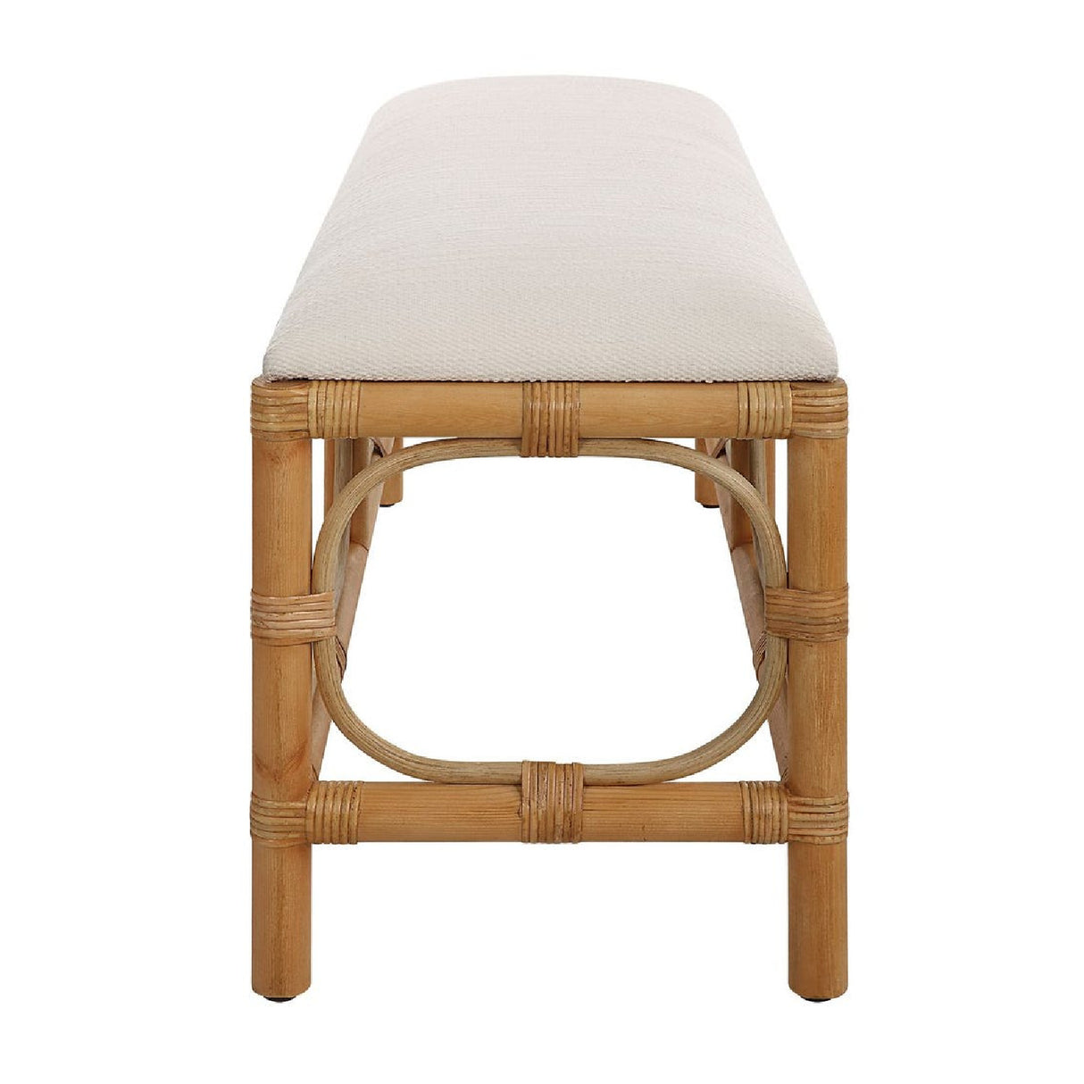   Modern European furniture - Rattan Base White Fabric Bench - www.oroa.com | Oroa.com