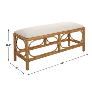   Modern European furniture - Rattan Base White Fabric Bench - www.oroa.com | Oroa.com