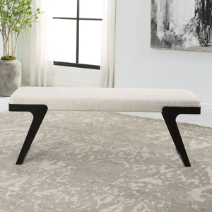   Modern European furniture - White Chenille Boucle Bench - www.oroa.com | Oroa.com