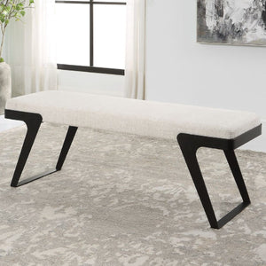   Modern European furniture - White Chenille Boucle Bench - www.oroa.com | Oroa.com