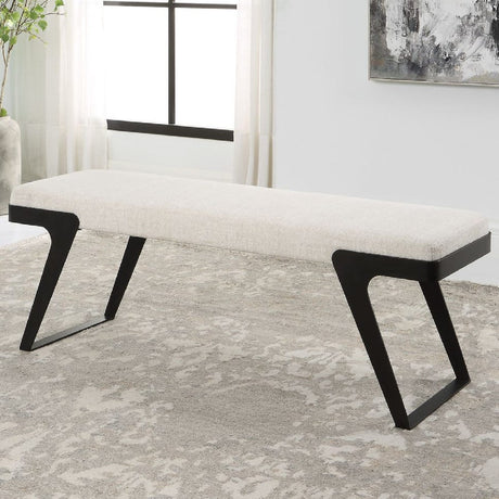   Modern European furniture - White Chenille Boucle Bench - www.oroa.com | Oroa.com