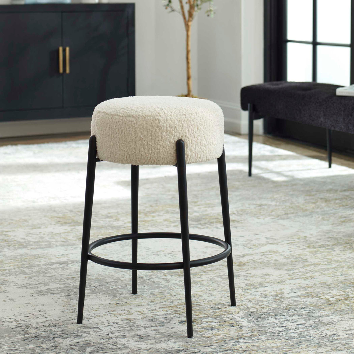   Modern European furniture - White Shearling Counter Stool - www.oroa.com | Oroa.com
