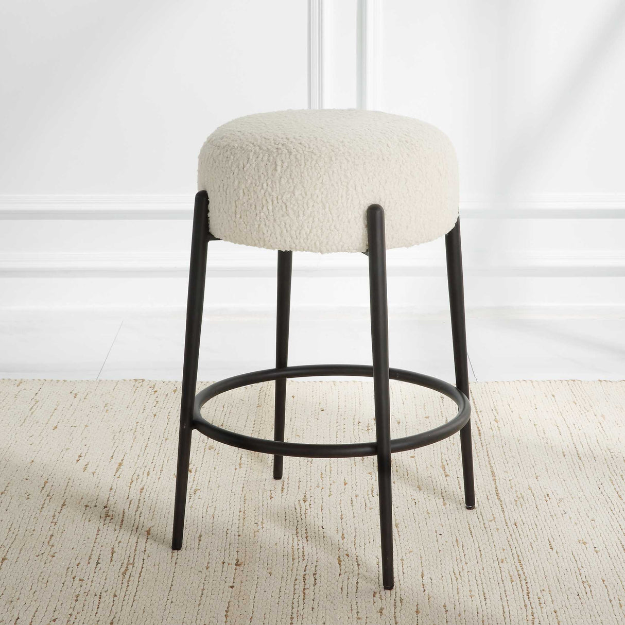   Modern European furniture - White Shearling Counter Stool - www.oroa.com | Oroa.com