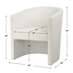   Modern European furniture - White Boucle Barrel Accent Chair - www.oroa.com | Oroa.com