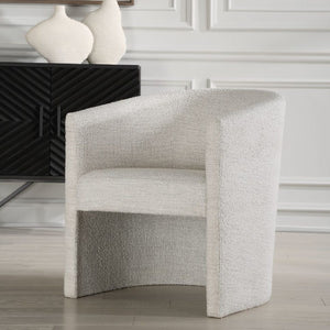   Modern European furniture - White Boucle Barrel Accent Chair - www.oroa.com | Oroa.com