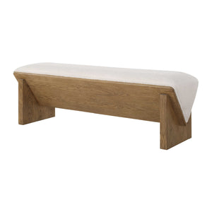  Modern European furniture - Wooden Framed White Sheepskin Bench - www.oroa.com | Oroa.com