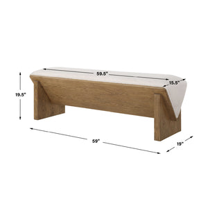   Modern European furniture - Wooden Framed White Sheepskin Bench - www.oroa.com | Oroa.com