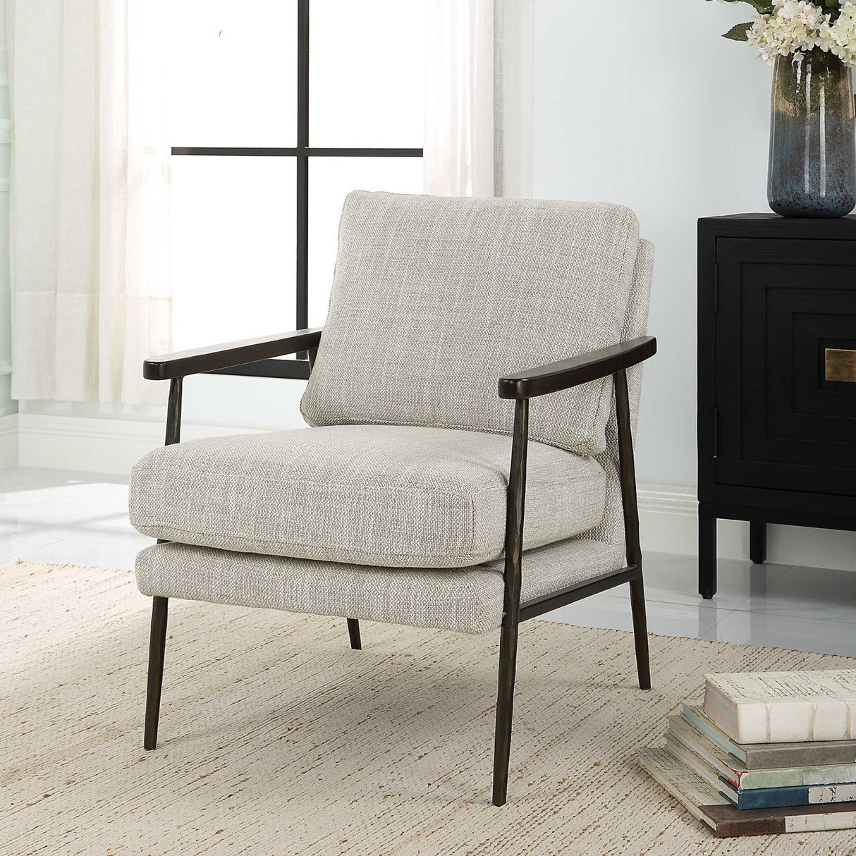  Neutral-Toned Fabric Accent Chair | Oroa.com