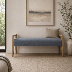   Modern European furniture - Wood Framed Blue Fabric Bench - www.oroa.com | Oroa.com