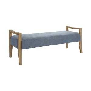   Modern European furniture - Wood Framed Blue Fabric Bench - www.oroa.com | Oroa.com