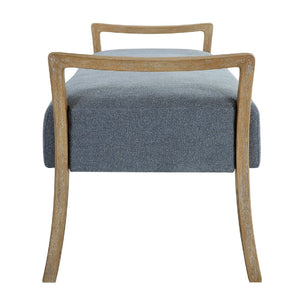   Modern European furniture - Wood Framed Blue Fabric Bench - www.oroa.com | Oroa.com
