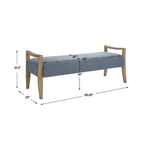   Modern European furniture - Wood Framed Blue Fabric Bench - www.oroa.com | Oroa.com
