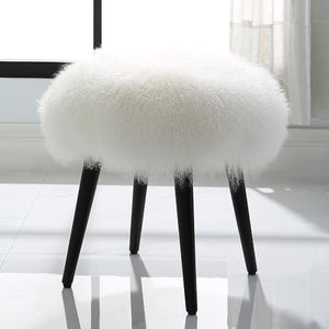   White Sheepskin Accent Stool | Oroa.com