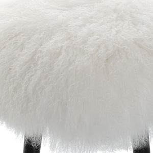  White Sheepskin Accent Stool | Oroa.com