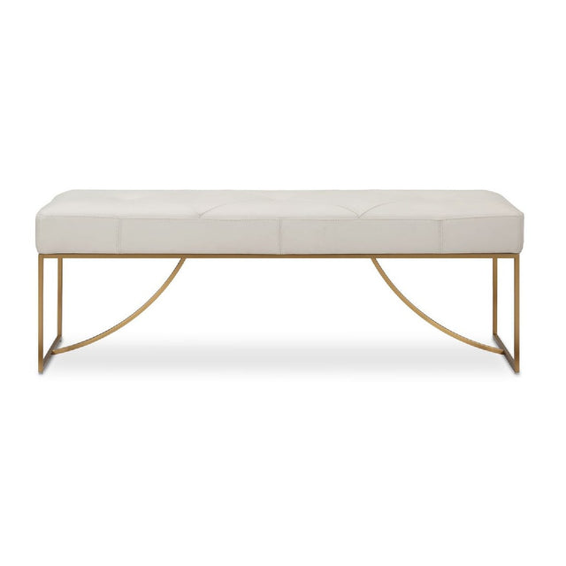 Modern European furniture - Tufted White Leather Bench - www.oroa.com
