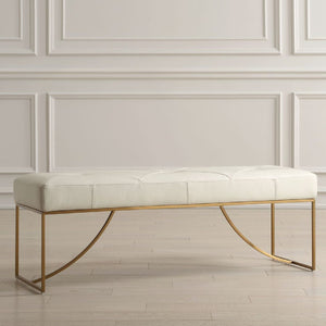   Modern European furniture - Tufted White Leather Bench - www.oroa.com | Oroa.com