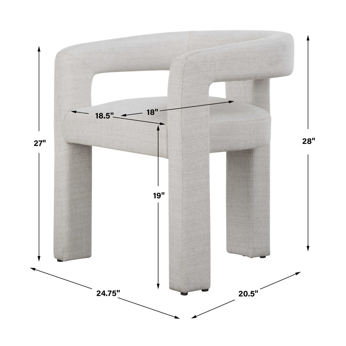   White Three-Legged Dining Chair | Oroa.com