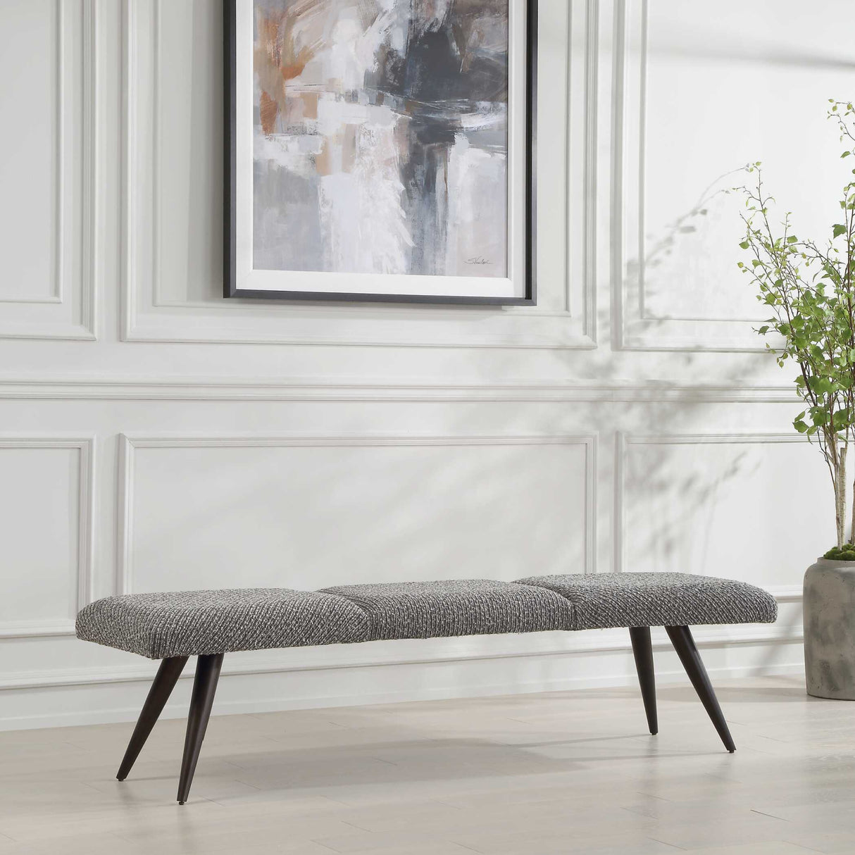   Modern European furniture - Gray Boucle Bench - www.oroa.com | Oroa.com